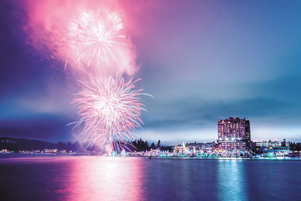 Coeur d'Alene Resort makes pretty with the big booms twice on New Year's Eve. |Coeur d'Alene Resort photo