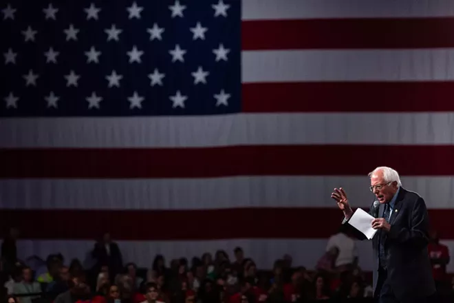 Sen. Bernie Sanders (I-Vt.), a Democratic presidential hopeful, speaks during a forum sponsored by Everytown for Gun Safety and two of its branches, Moms Demand Action and Students Demand Action, in Des Moines, Iowa, on Saturday, Aug. 10, 2019. - CHRISTOPHER LEE/THE NEW YORK TIMES
