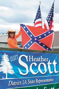Idaho wasn't even a state during the Civil War, but Rep. Heather Scott still stoked controversy when she placed a Confederate flag on her Timber Days parade float in 2015.