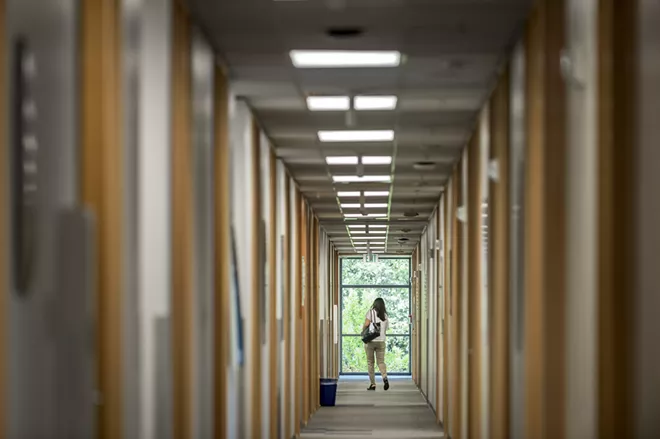 A hallway in a building on the Microsoft campus in Redmond, Wash., Sept. 7, 2017. - STUART ISETT/THE NEW YORK TIMES