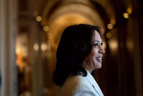 Sen. Kamala Harris (D-Calif.) speaks to reporters at the Capitol in Washington, Jan. 16, 2020. Harris endorsed former Vice President Joe Biden for president on Sunday, March 8, becoming the latest of his formal rivals for the Democratic nomination to get behind his presidential bid. - ERIN SCHAFF/THE NEW YORK TIMES