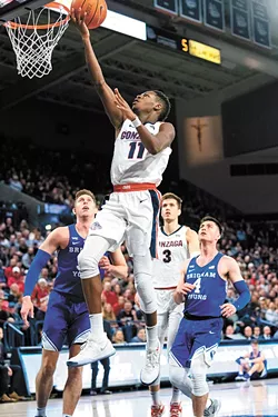Sophomore Joel Ayayi blossomed this season and will help lead next year's loaded Zags roster. - ERICK DOXEY PHOTO
