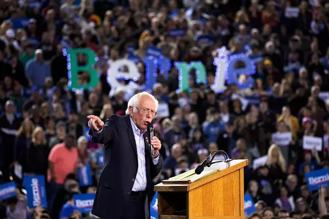 Sen. Bernie Sanders (I-Vt.) speaks during a presidential primary campaign rally at the Tacoma Dome in Tacoma, Wash., Feb. 17, 2020. - RUTH FREMSON/THE NEW YORK TIMES