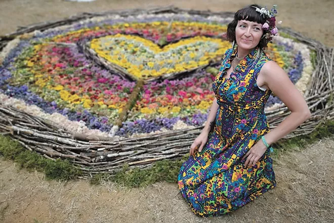 Entitled "Be Loved," this rainbow heart mandala was created by Sarah Edwards, Ava Barany, Mary Eberle and Ana Bacon for the 2019 Beloved Festival in Oregon. - SARAH EDWARDS PHOTO