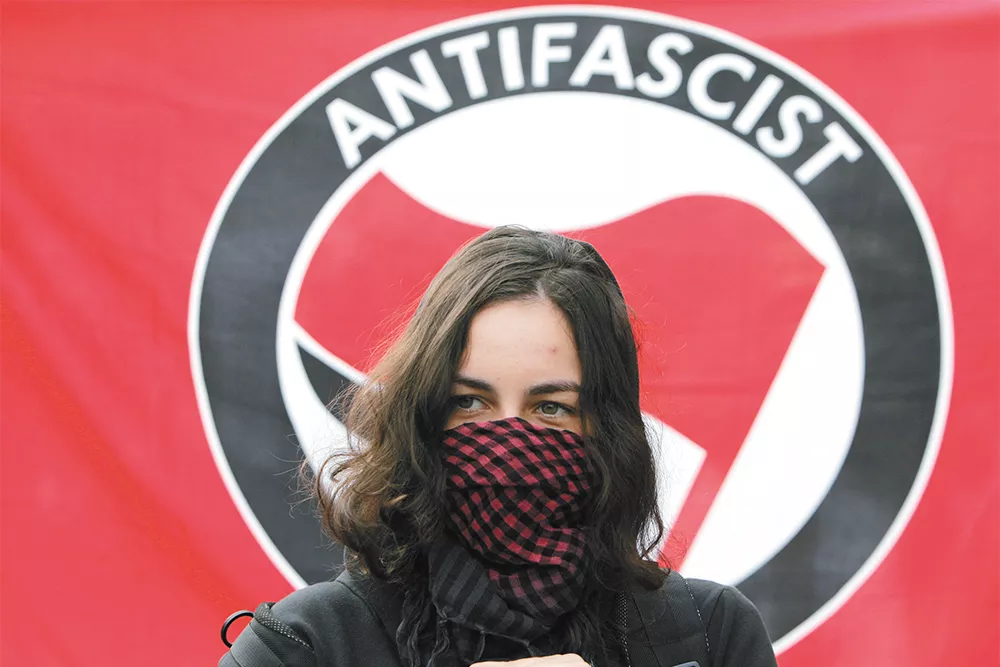 Antifa activists do exist, like this woman in Bulgaria, but evidence of antifa at recent Spokane protests is questionable at best. 