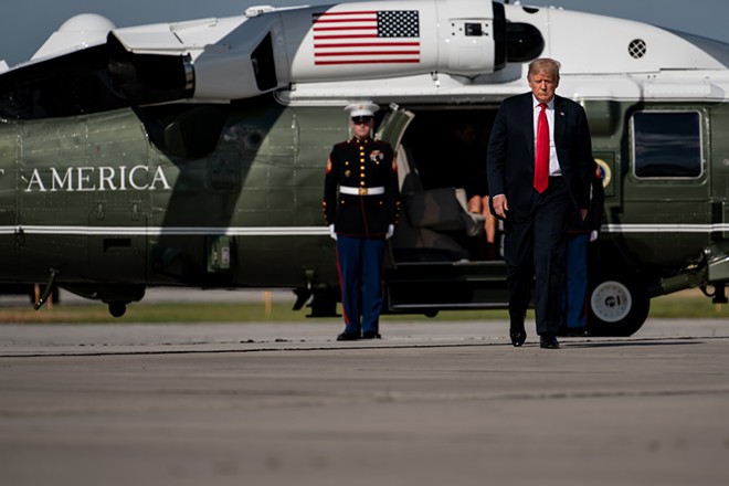 President Donald Trump walks from Marine One to board Air Force One in Green Bay, Wis., June 25, 2020. Trump will not try again to immediately terminate President Barack Obama’s program that protects young undocumented immigrants, after the Supreme Court’s decision to invalidate Trump’s first attempt make good on a crackdown that is at the core of his political identity. - ERIN SCHAFF/THE NEW YORK TIMES