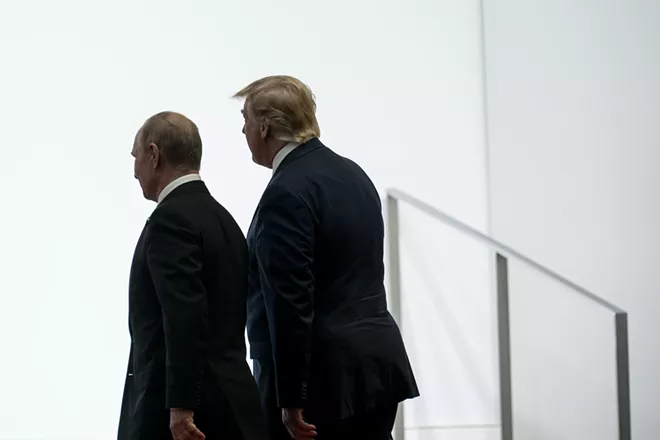 Presidents Vladimir Putin and Donald Trump at the Group of 20 summit in Osaka, Japan, June 28, 2019. A Republican-controlled Senate panel that has spent three years investigating Russia’s 2016 election interference and possible ties to the Trump campaign released its final, sprawling report on Tuesday, drawing to a close one of the highest-profile congressional inquiries in recent memory. - ERIN SCHAFF/THE NEW YORK TIMES
