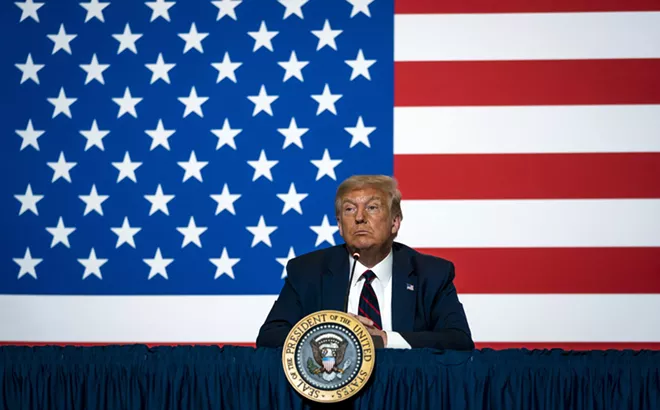 President Donald Trump during a roundtable discussion on donating plasma at the headquarters of the American Red Cross in Washington on Thursday, July 30, 2020. - DOUG MILLS/THE NEW YORK TIMES