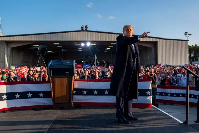 President Donald Trump speaks during a campaign event in Bemidji, Minn., Sept. 18, 2020. - DOUG MILLS/THE NEW YORK TIMES