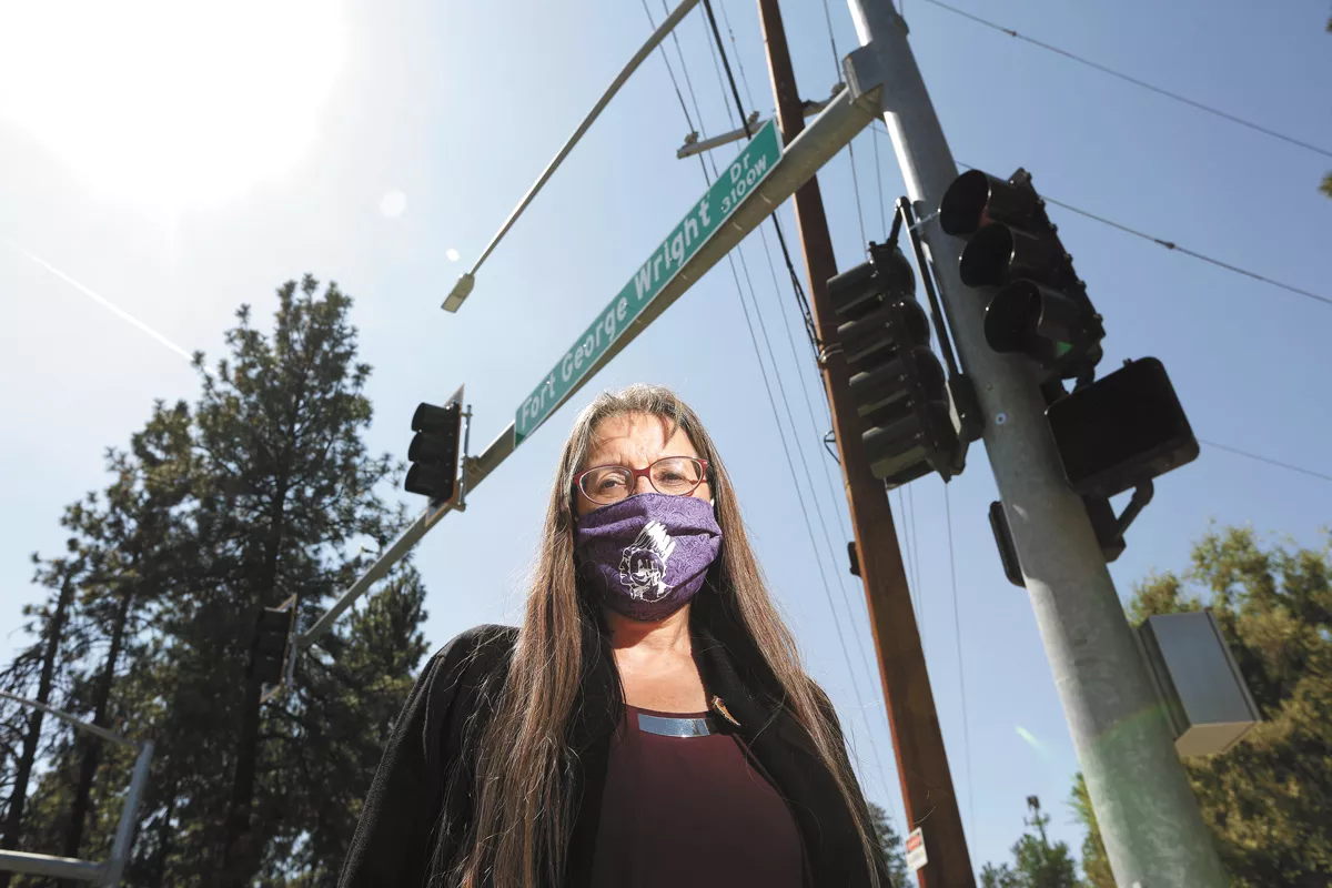 Spokane Tribal Council Chairwoman Carol Evans along what used to be Fort George Wright Drive. - YOUNG KWAK PHOTO