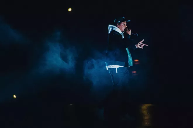 Jay Z opens his “4:44” tour at the Honda Center in Anaheim, Calif., Oct. 27, 2017. - ROZETTE RAGO/THE NEW YORK TIMES