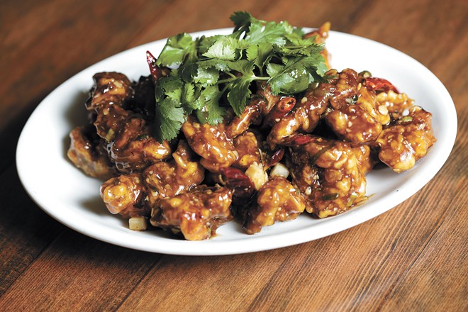 Gordy’s gan pung chicken ($15) keeps customers coming back for more.