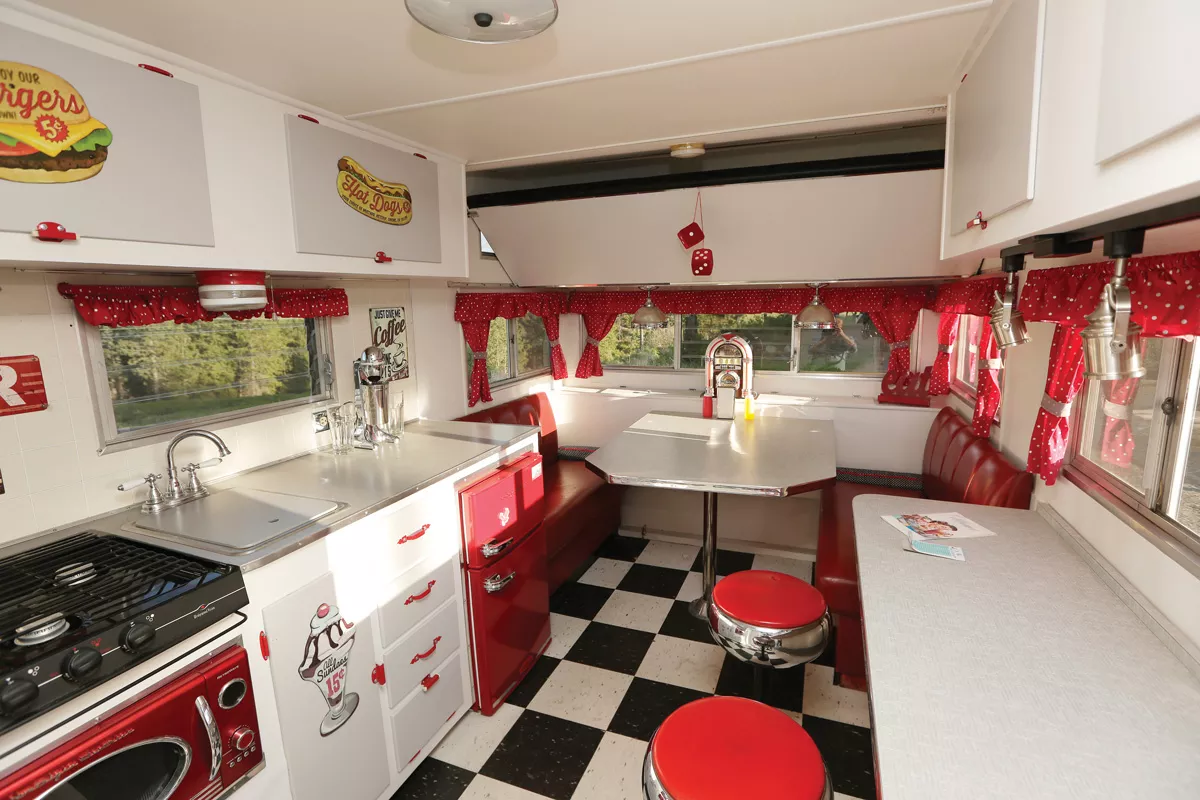 This Aloha camper, now nicknamed "Dinah," was manufactured by a Beaverton, Oregon company in the 1960s and restored by Doug and Teresa Johnson at their Mead workshop. - YOUNG KWAK PHOTO