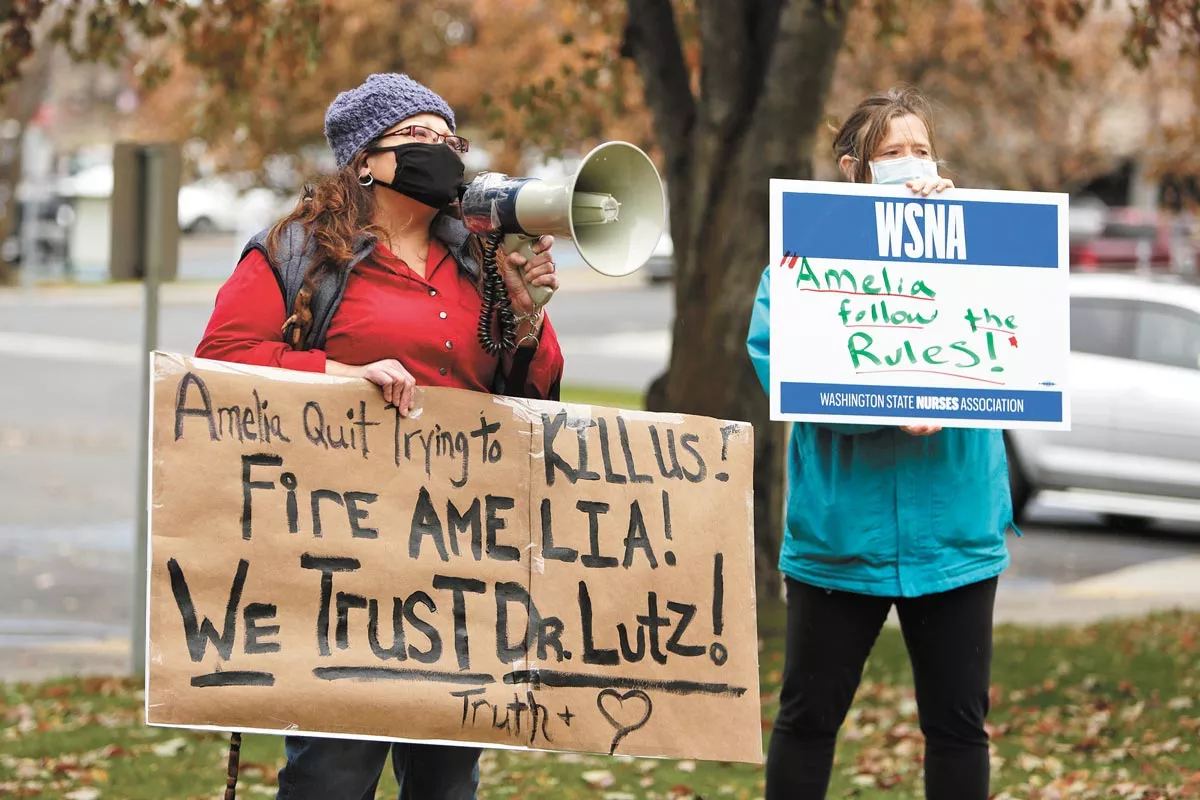 Clark forcing out former Spokane County Health Officer Bob Lutz last year inspired passionate protests in Spokane. - YOUNG KWAK PHOTO