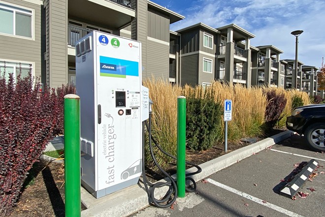 Investing in electric vehicle infrastructure is one of the many strategies outlined in Spokane's new Sustainability Action Plan. - SAMANTHA WOHLFEIL PHOTO