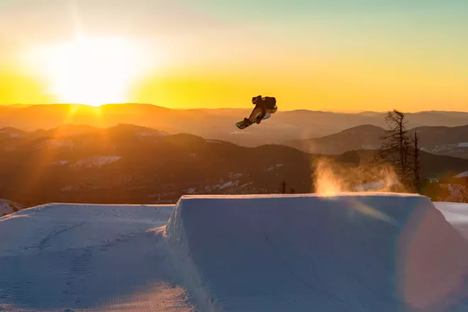 Austin Kautzman makes a run through Mt. Spokane's terrain park, which boasts 50 features. - MIKE MILLER/MT. SPOKANE PHOTO