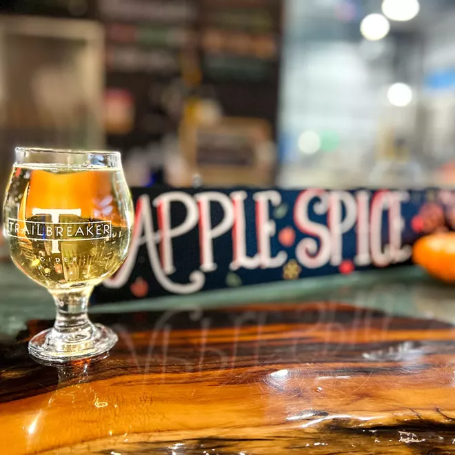 Trailbreaker's apple spice cider was made from fruit salvaged by the Spokane Edible Tree Project. - TRAILBREAKER CIDER