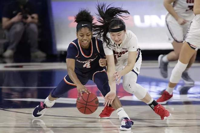 The Zags women's and men's teams have seen their early conference schedules dominated by COVID cancellations. - YOUNG KWAK PHOTO
