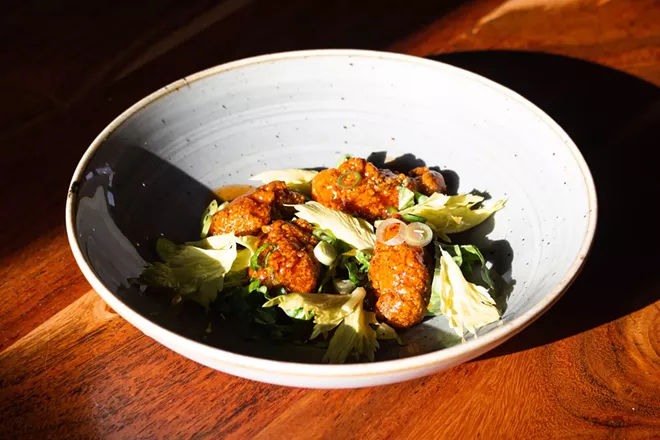 Barbeque-and-blue fried oysters are on Vieux Carré's Inlander Restaurant Week menu. - ALYSSA HUGHES PHOTO