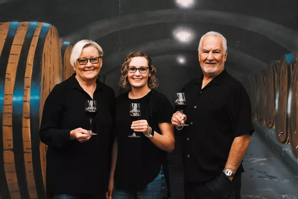 From left: Ellena Conway, Natalie Conway-Barnes, and Mike Conway make up the family of winemakers at Latah Creek Winery. - VICTORY MEDIA PHOTO
