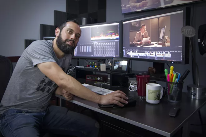 Director/writer/editor Rick Castañeda mans the edit bay while putting together All Sorts. - PHOTO BY AARON BENNETT