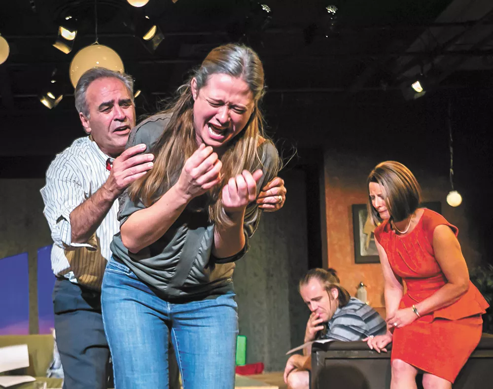 FROM LEFT: Wes Dietrick, Sarah Miller, Billy Hultquist and Diana Trotter in the Modern Theater’s Other Desert Cities. - DAN BAUMER PHOTO