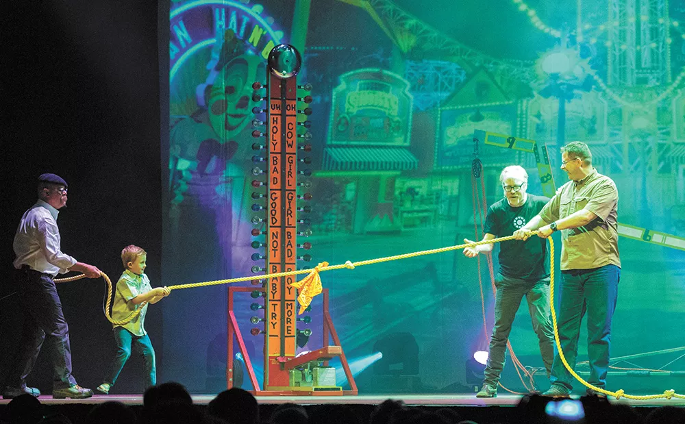 Adam Savage (second from right) and Jamie Hyneman are bringing Mythbusters to an end after a 14-season run.