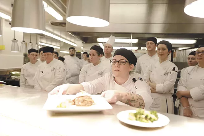 Inland Northwest Culinary Academy student Jessica Sullivan (center) with her Loco Moco dish. - YOUNG KWAK
