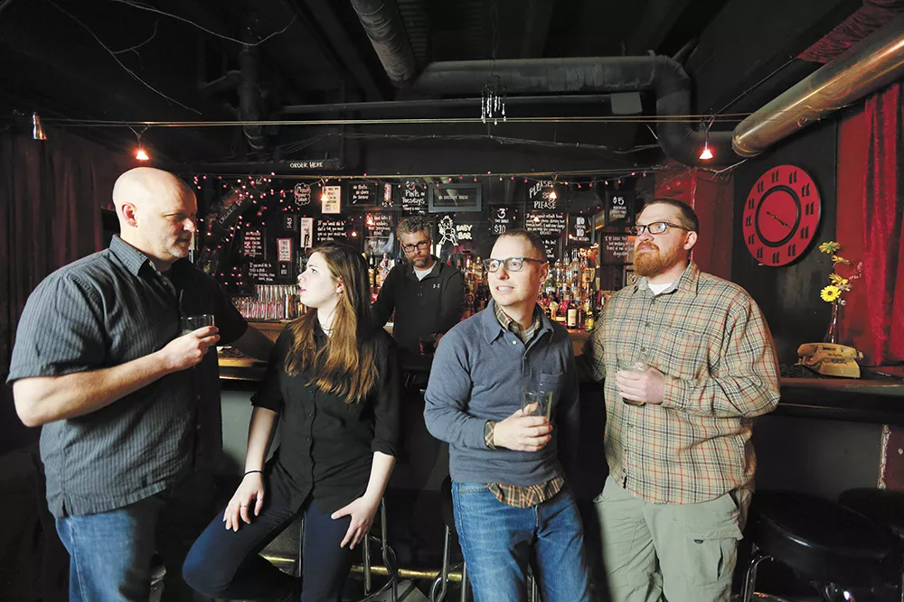 The Microbiography crew (left to right): Pat Thomas, Mara Baldwin, Bob Alexander, Mark Robbins and Tim Baughman. - YOUNG KWAK