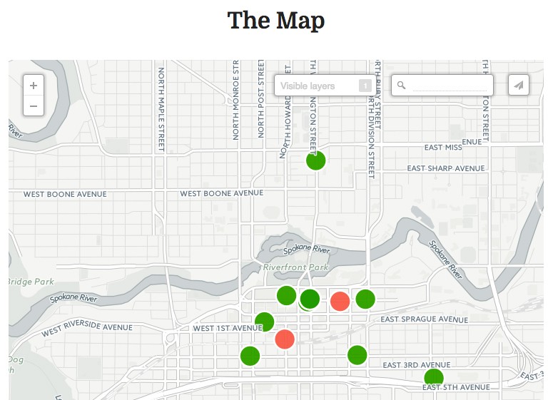 A screen grab of part of the Spokane Trans Map.