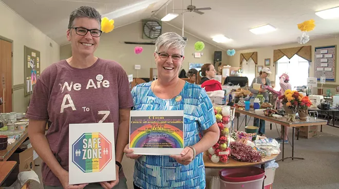 Juli Stratton (left), the founding president of the Coeur d'Alene chapter of Parents, Friends & Family of Lesbians and Gays, serves as an education and outreach coordinator. Maureen Finigan (right) serves as the group's current president. - SARAH PHILP