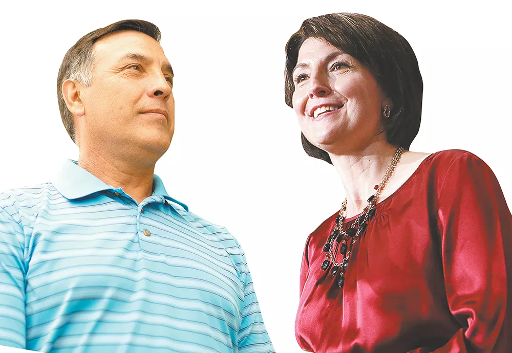 Democrat Joe Pakootas (left) is hoping that a second time will be a charm in unseating U.S. Rep. Cathy McMorris Rodgers (right).