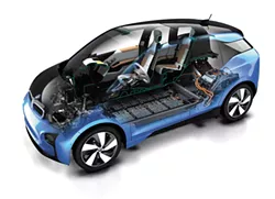 The electric BMW i3's passenger compartment is made from strong, lightweight carbon fiber manufactured in Moses Lake. - BMW PHOTO
