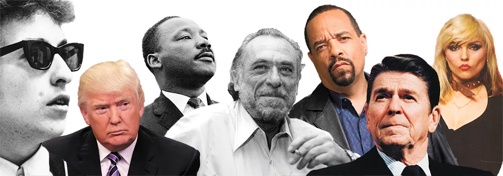 Bob Dylan, Donald Trump, Martin Luther King, Jr., Charles Bukowski, Ice-T, Ronald Reagan and Debbie Harry all have something to say.