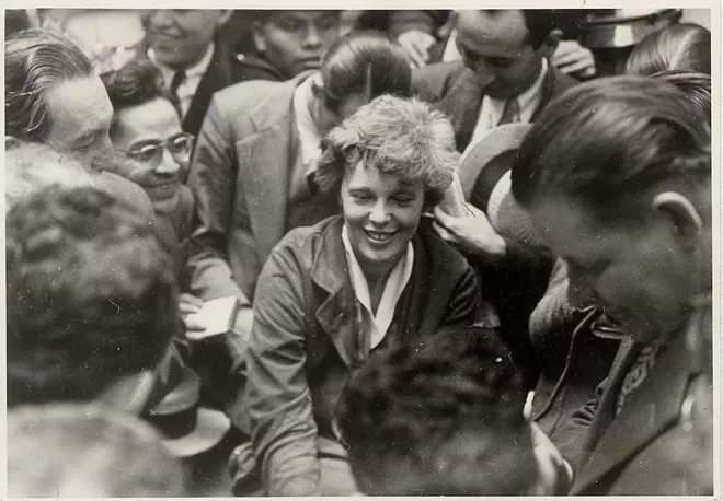 In an undated photo, Amelia Earhart after landing at the end of a long-distance flight that included an unscheduled stop when a bug got into her eye. Various forms of the theory that Earhart may have ended up in Japanese custody have been tossed around for decades, but a newly discovered photograph of what could be her in after her disappearance is breathing new life into the idea. - THE NEW YORK TIMES