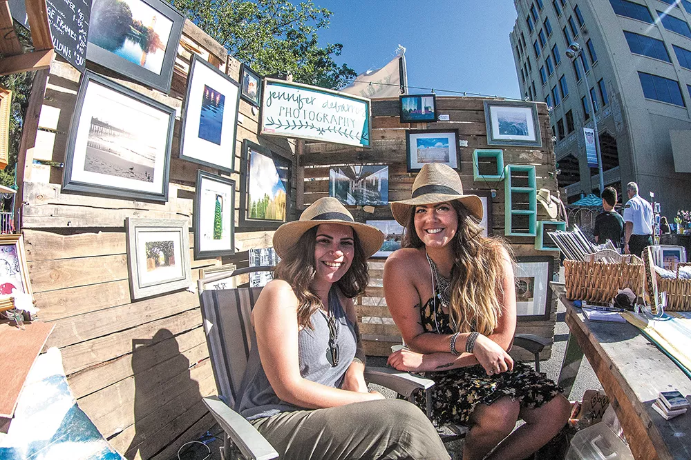 Photographer Jennifer DeBarros (right) and friend Haley Durgin showcase DeBarros's photography at Bazaar. - MEGHAN KIRK