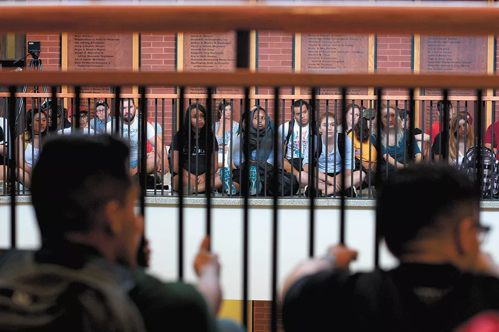 On Aug. 25, hundreds of WSU students staged a sit-in inside an administration building. - CODY COTTIER