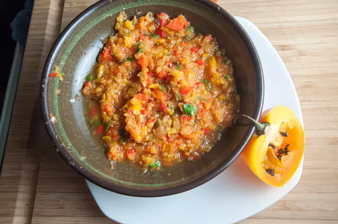 Your salsa should look like this at the end, provided you have the exact same bowl I do. - DANIEL WALTERS PHOTO