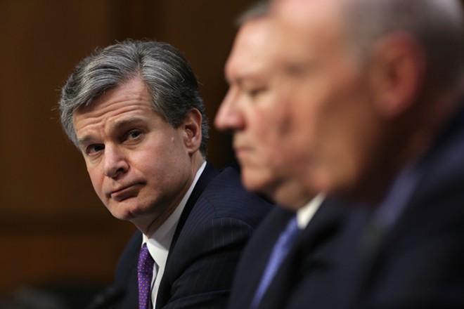 Christopher Wray, the FBI director, at an intelligence hearing on Capitol Hill in Washington, Feb. 13, 2018. The FBI is under fire from electronic privacy and security advocates after acknowledging that it had repeatedly exaggerated the number of locked smartphones and other mobile devices it has been unable to access because of encryption. - LAWRENCE JACKSON/THE NEW YORK TIMES
