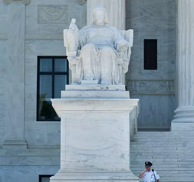 The Contemplation of Justice sculpture outside the Supreme Court in Washington, June 29, 2018. President Trump is expressing fresh interest in Judge Thomas Hardiman, the runner-up for last year’s Supreme Court vacancy, as he pushes his decision on a replacement for Justice Anthony Kennedy into the final hours before his self-imposed deadline of July 9, three people close to the process said. - T.J. KIRKPATRICK/THE NEW YORK TIMES