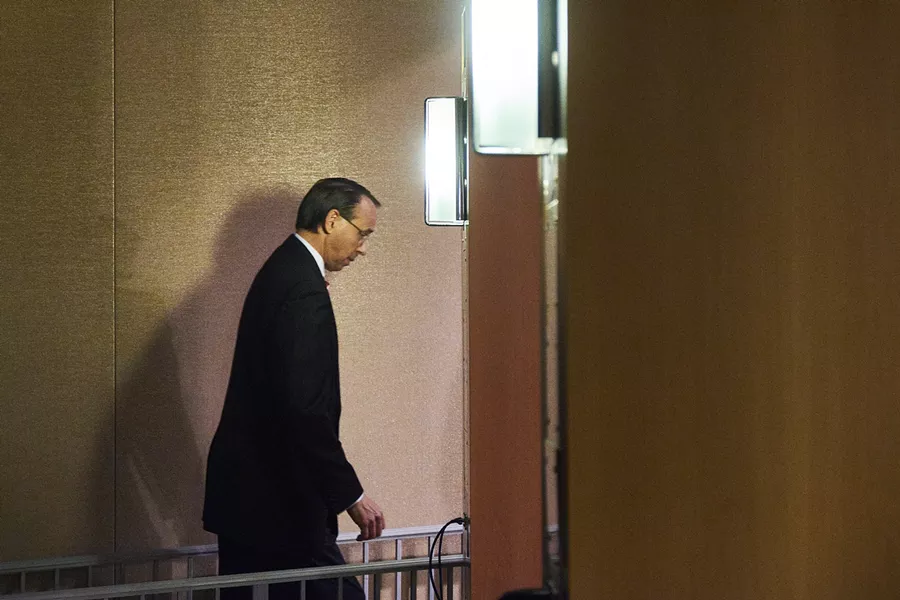 Deputy Attorney General Rod Rosenstein arrives to a news conference at the Justice Department in Washington, July 13, 2018. Rosenstein on Friday announced new charges against 12 Russian intelligence officers accused of hacking the Democratic National Committee and the Clinton presidential campaign. The announcement came just a few days before President Donald Trump is expected to meet with President Vladimir Putin of Russia in Finland. - T.J. KIRKPATRICK/THE NEW YORK TIMES