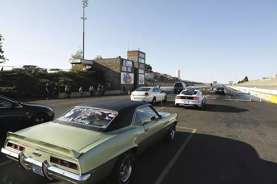 Annette Callesto waits to race in her 1969 Chevrolet Camaro. - YOUNG KWAK