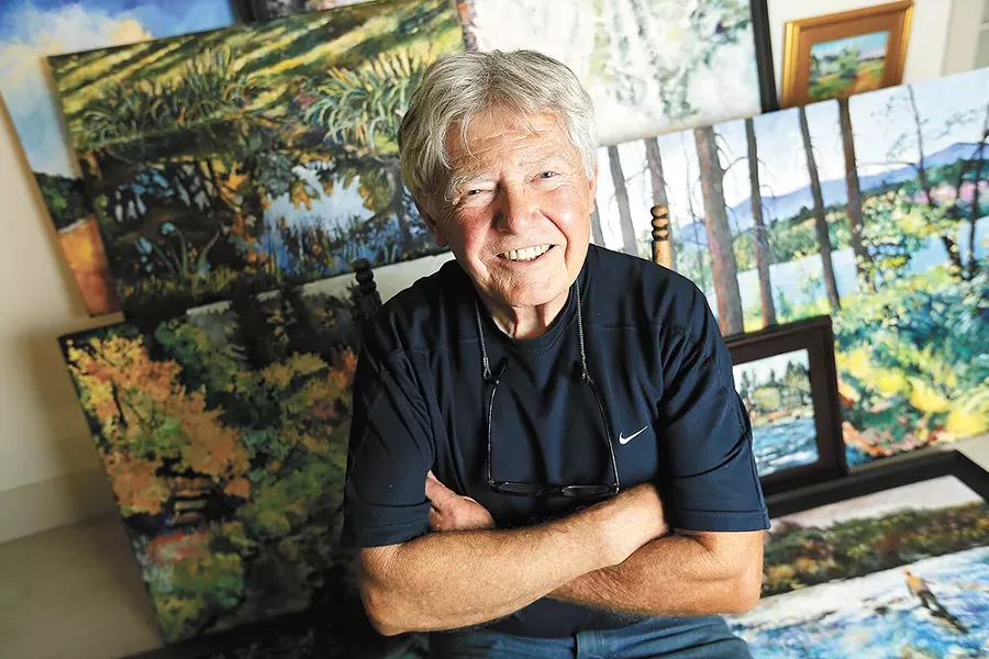 Artist L.R. Montgomery and his paintings of the Spokane River. - YOUNG KWAK