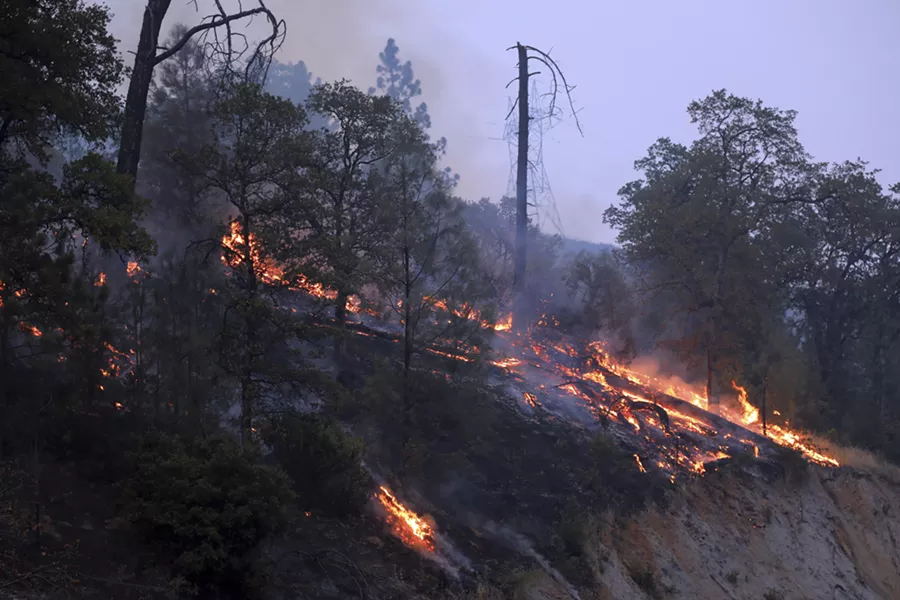 A hot spot burns near Whiskeytown Lake outside Redding, Calif., July 31, 2018. Officials said the Carr Fire was one of 17 major fires across California that have consumed more than 450,000 acres. Gov. Jerry Brown called it the “new normal.” - JIM WILSON/THE NEW YORK TIMES