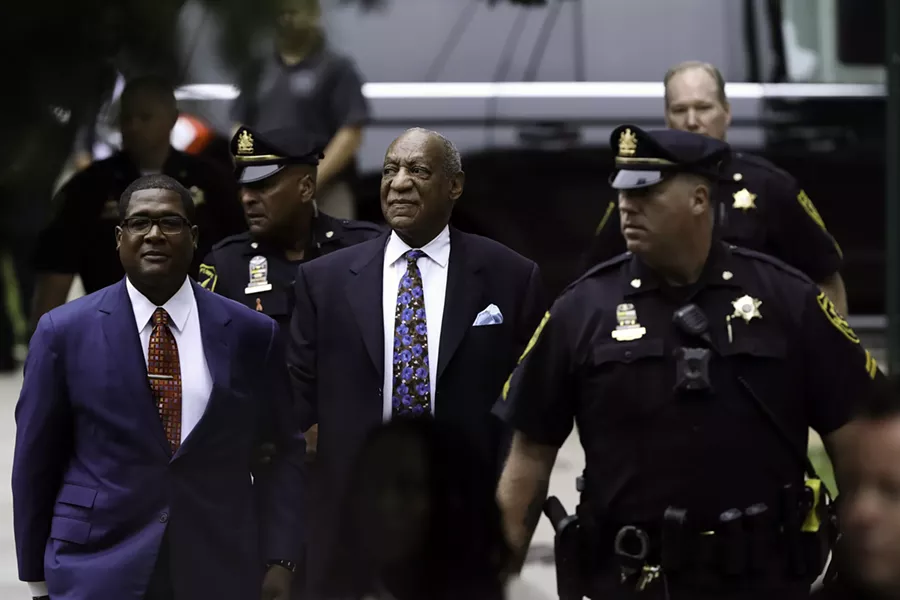 Bill Cosby, center, is accompanied by his spokesman, Andrew Wyatt, left, as he arrives at court in Norristown, Pa., on Monday, Sept. 24, 2018, to be sentenced for drugging and sexually assaulting Andrea Constand at his home near Philadelphia 14 years ago. - RYAN COLLERD/THE NEW YORK TIMES