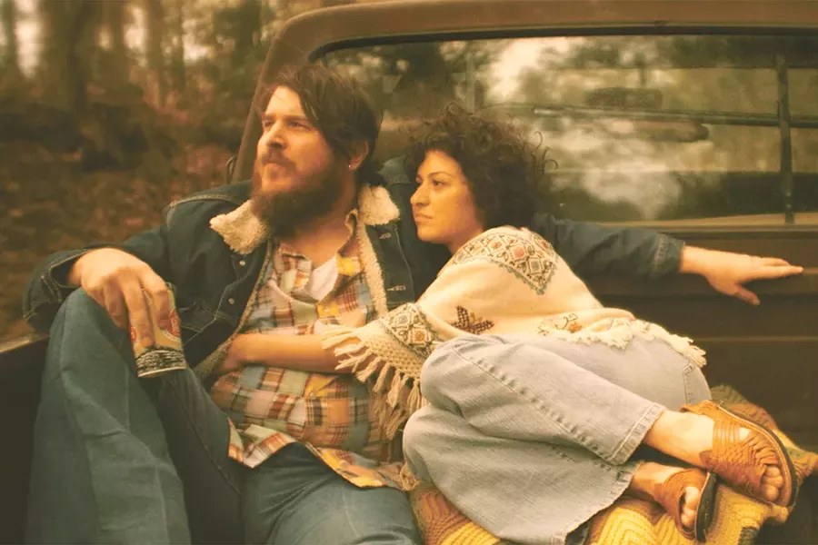 Ben Dickey as Blaze Foley (left) and Alia Shawkat as his wife Sybil Rosen.