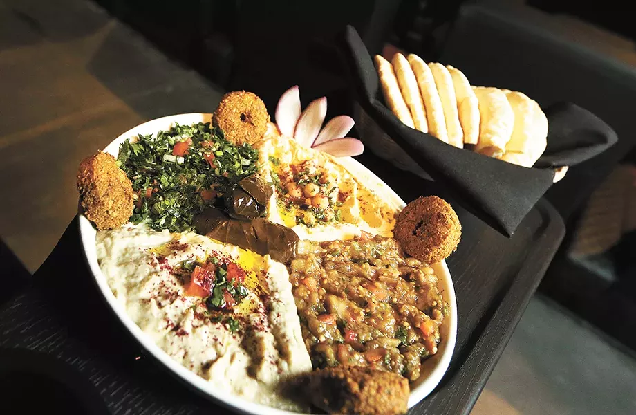 Movie & Dinner's Middle Eastern platter, served in the restaurant. - YOUNG KWAK