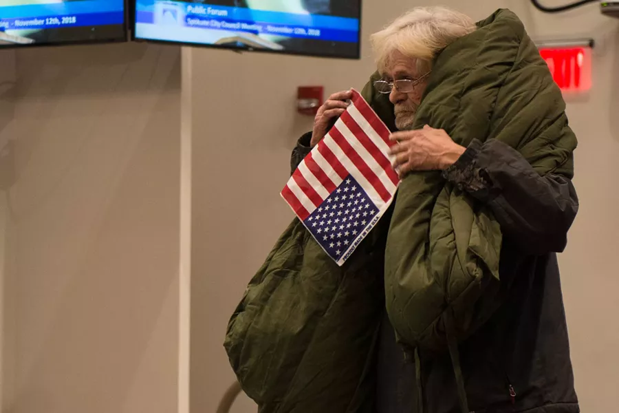 Homeless veteran Henry Valder received a commendation from Cathy McMorris Rodgers' this week for his indefatigable activism on homelessness. - DANIEL WALTERS PHOTO
