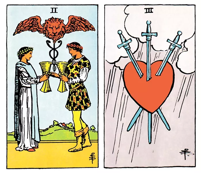 The Two of Cups and Three of Swords
