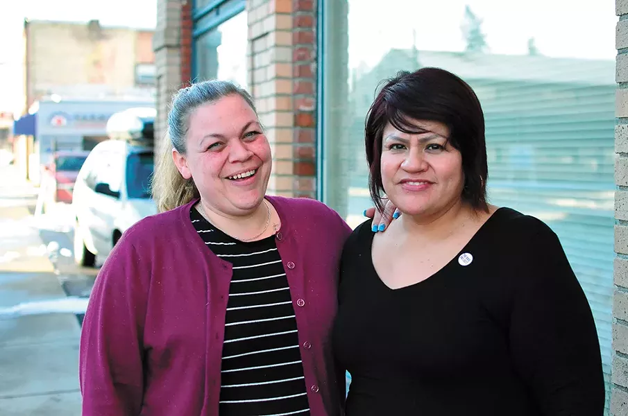 Sabrina Ryan-Helton (left) and Angel Tomeo Sam are the project's "bail disruptors" in Spokane. - JOSH KELETY PHOTO